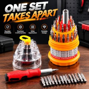 STYLETENK CR-V Steel Screwdriver Bit Set Anti Slip Handle ic Tip Repair Screwdriver Kit Universal Compact Case Multi Bits Screwdriver Multifunctional