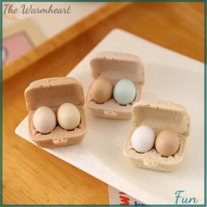 【The Warmheart】 3 Boxes Dollhouse Simulation Eggs Miniature Mini Eggs With Tray Dollhouse Kitchen Accessories Model Toys Kitchen Decor