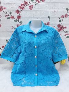 เสื้อลุกไม้คนแก่ไซส์ใหญ่ รอบอก38-40-42/44-46ยาว22-24นิ้วฟรีไซส์ เสื้อลูกไม้สาวอวบ เสื้อผ้าผู้หญิงอวบใส่ทำบุญ เสื้อลูกไม้คอปกสีขาว