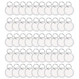 50PCS 1.26Inch Blank Metal Rimmed for Key Tags Round Paper Tags with Split Ring for Rim Tag Coded Tag for Key Chain Set