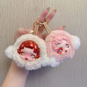 ZM10Q Little SP Doll Skullpanda Doll Figurine Ornament Collectible Model Small Skullpanda Doll Car Key Ring Cartoon Plush Pendant Kids Gifts