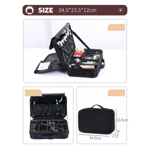 [SG Stock]Professional Make Up Box Cosmetic bag 3-Layer organizer female large make up portable travel storage bag professional makeup artist