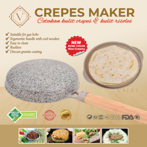 CREPE MAKER Cetakan kue crepes valry kwalik terbalik kulit lumpia risol risoles anti lengket gagang kayu tahan panas panci alat pembuat skin martabak mini