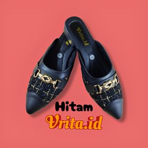 VRITA Sepatu Sandal Wanita Hak Flat shoes Mules Sendal Kekinian
