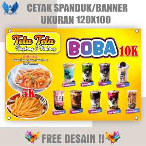 Cetak Spanduk Boba & Tel Tela Singkong Costom Desain