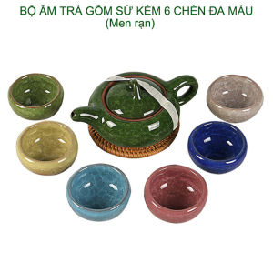 Bộ ấm chén pha trà các màu xinh xắn loại nhỏ men rạn