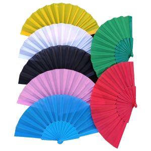 JDPOK Chinese Style Multipurpose Plastic Solid Color Foldable Party Favors Folding Fan Craft Fan Dancing Fan Morning Exercise