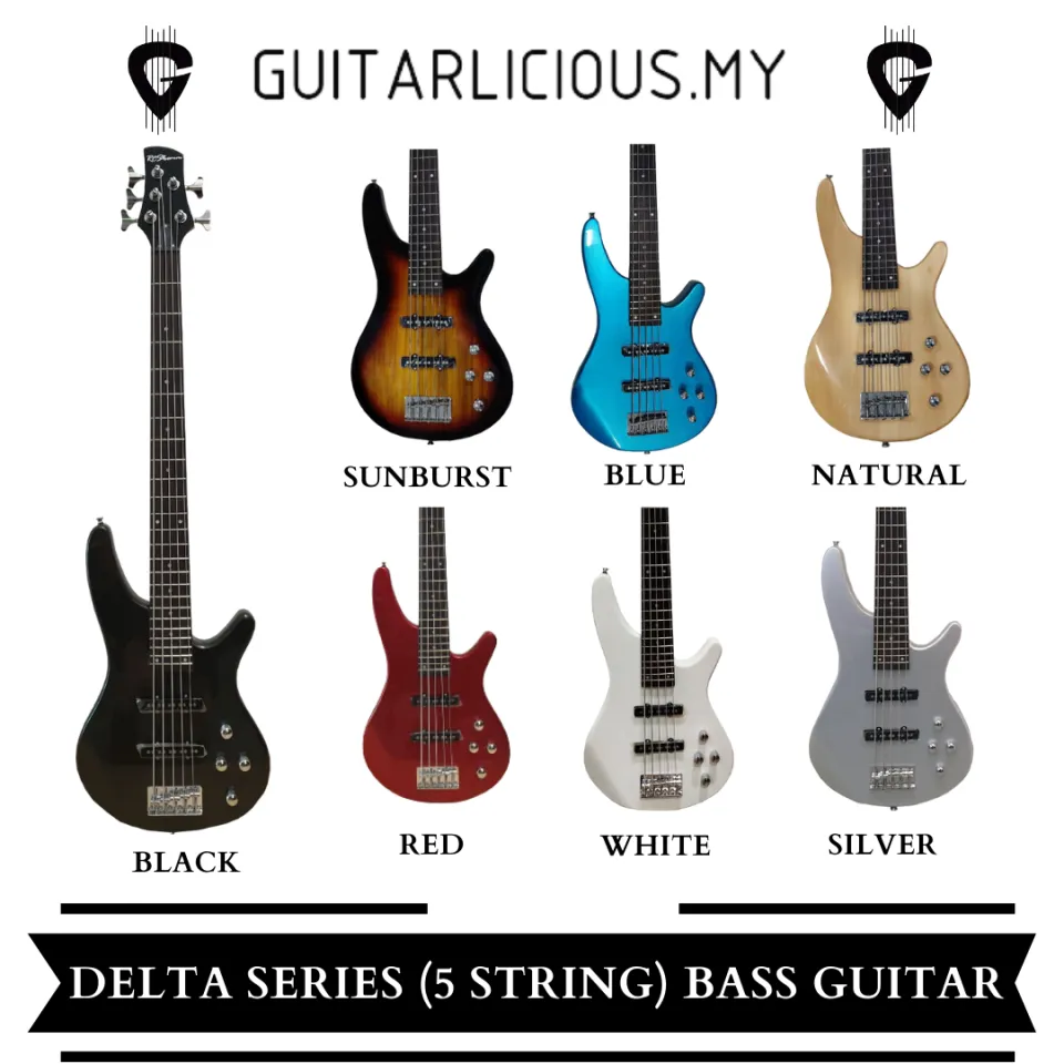 DELTA-5 Series 5 String Bass Guitar (RCStromm / Gamma / KB03 / MB205)  Electric Bass Guitar Package Comes with cable bass guitar set beginner bass  guitar package with 15watt Bass amplifier speaker