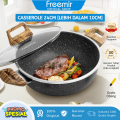 freemir Wajan Panggang Anti Lengket 24cm Casserole Pan Non Stick Serbaguna Tutup Kaca Coating Granit. 