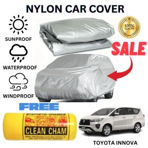 Waterproof Nylon Car Cover for Toyota Innova Portable & Easy to Use Cover for Big SUV With Clean Cham
