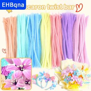[COD] EHBqna SPORTS ก้านกำมะหยี่สีสันสดใส100ชิ้นก้านบิดก้านขนปุยลวดเหล็กงานประดิษฐ์ทำมือบิดสำหรับตกแต่งท่อผ้ากำมะหยี่