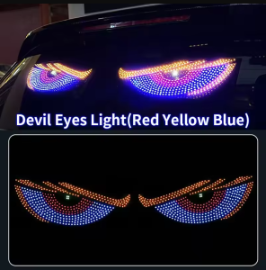 2PCS 24V 12V USB LED Devil Eye Dynamic Big Devil Eyes Light for Cars Programmable Window Screen LED Display Multi-Mode for Truck Decoration LED