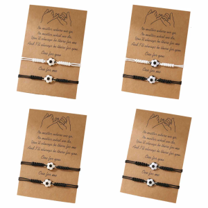 Best Friend Braided Soccer Bracelets for Couples Anniversary Gifts Adjustable Black White String Football Accessories