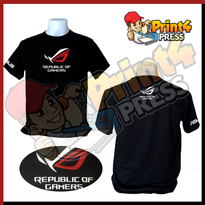 เสื้อยืดแขนสั้นคอกลมสีดำ Republic of Gamers ROG T-shirt Gaming | Lazada ...