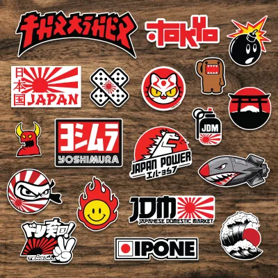 (คุ้มสุดๆ19ชิ้น) สติกเกอร์ ลายญี่ปุ่นๆ ติดรถมอไซน์ Vespa ตกแต่งรถ กันน้ำได้100%