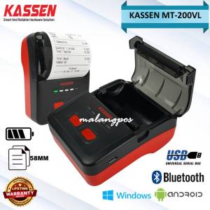 Kassen MT200VL Mini Printer Thermal Bluetooth Portable 58mm MT 200VL Printer Struk PPOB