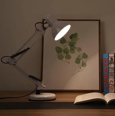 Metal Adjustable Arm Work Desk Lamp Study Room Lights Office Led Reading Table Lights（With Clip)