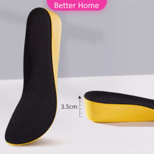 Better แผ่นเสริมส้นรองเท้า เพิ่มส่วนสูง 1.5cm 2.5cm 3.5cm เพิ่มความสูง ใส่ในรองเท้า รูระบายอากาศ Black Heightened insoles