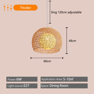 BL-Lighting Modern Bamboo Lantern Pendant Light Dining Chandelier Creative Hanging Ceiling Light