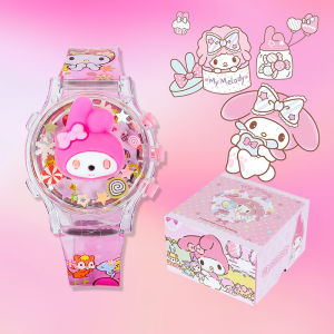 ล่าสุด SANRIO ซานริโอ คุโรมิ ส่องสว่างเพลงนาฬิกาหมุนพลิก ทํานอง เด็กที่มีสีสันกระพริบนาฬิกา นํา ของเล่นของขวัญวันเกิด