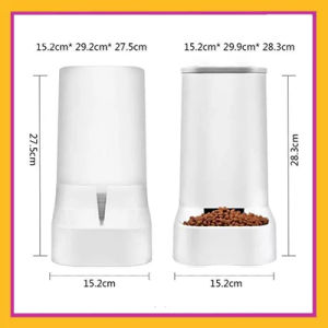 Pet Dog Cat Automatic Food Feeder Bowl Water Drinker Dispenser ] [24 HOURS SALE]