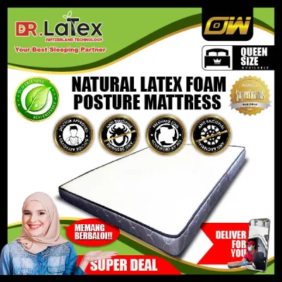 [FREE GIFT KING KOIL PILLOW ] Set of 2 Units Dr.Latex HD Latex Foam Posture Mattress Queen Mattress Tilam - Queen Size