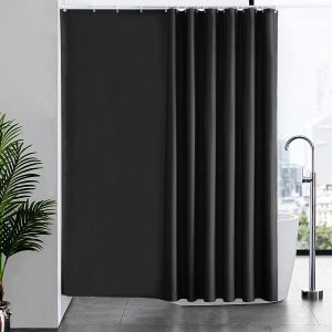 Tirai mandi kalis air bilik mandi Bathroom Waterproof Shower Curtain Thickened Polyester Shower Curtain Black White Grey Blue Beige Brown Khaki Striped Plaid Printed Shower Curtain Punch-free shower curtain telescopic rod