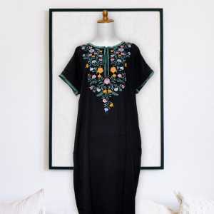 Daster Bordir Daisy Katun Rayon Premium Polos Busui Bumil Frendly Tassel