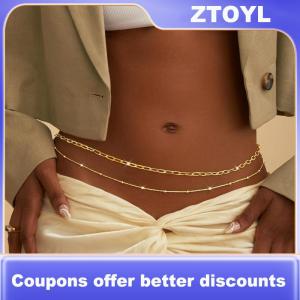 【ZTOYL】 Waist Chain For Women Waterproof 1 2 3 Layers Belly Chains Beach Bikini Waist Body Chain Jewelry Elegance Versatile Acessories