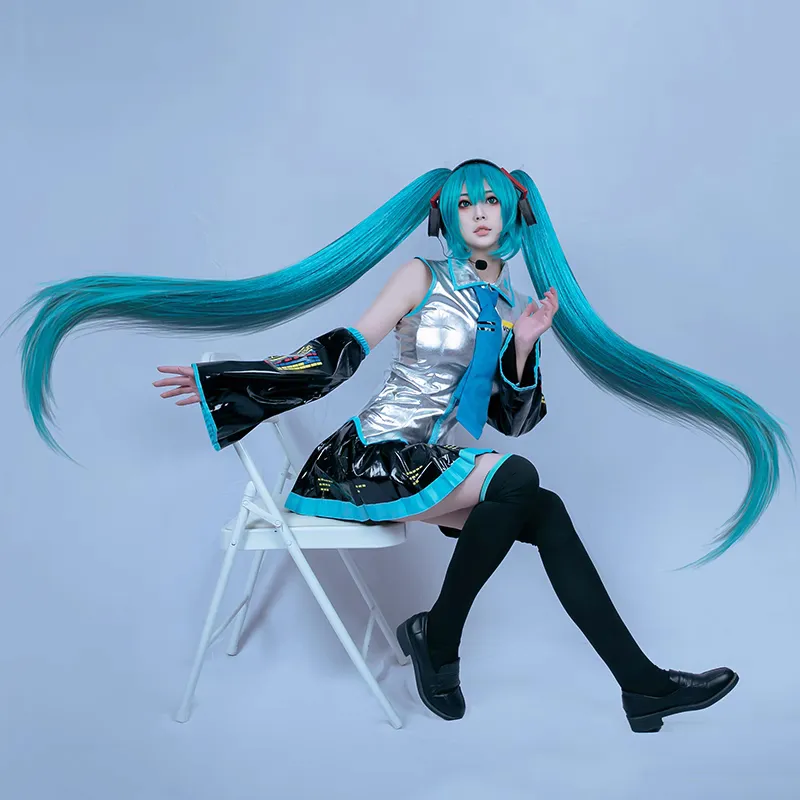 WGB Anime Vocaloid Miku Cosplay Costume For Women Hatsune Miku Cosplay Dress Outfits Kawaii Miku Patent Leather Short Skirt Set Halloween Anime Dress Up Free Socks Lazada Singapore