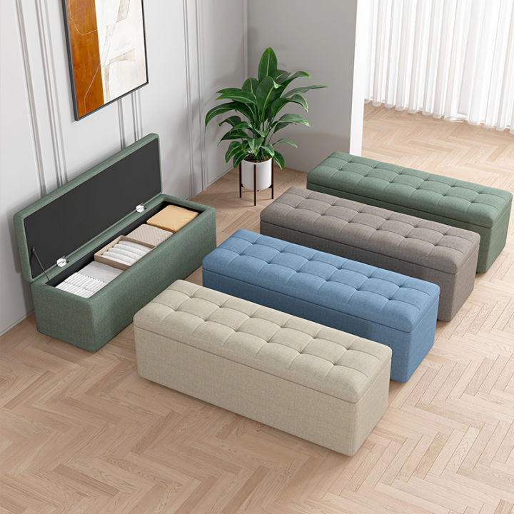 Sofa stool fitting room rectangular shoe changing stool storage cabinet ...
