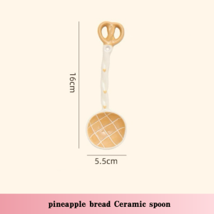 Cute Ceramic Spoon Long Handle Soup Spoon Teaspoon Rice Spoon Dessert Spoon Food Grade Underglaze Color Cream Style Creative Aesthetic Tableware Personal Use Kids Spoon for Porridge Yogurt Ice Cream Breakfast Home Kitchen Dining Cutlery Elegant Lovely Spo