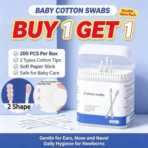 【Buy 1 get 1】400Pcs Cotton Buds For Baby Mini Cotton Buds Disposable Baby Cotton Buds