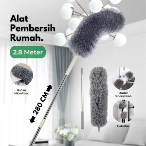 Kemoceng Teleskopik Microfiber Fleksibel Adjustable 2.8 Meter - Pembersih Rumah Anti-Debu