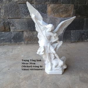Tượng Tổng lãnh thiên thần Michael (Micae) màu trắng đá hiệu Vitto 30cm - tượng công giáo cao cấp