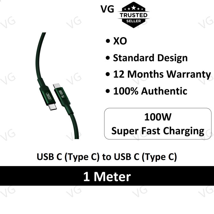 [100% ORIGINAL XO] XO NB167 PD Fast Charge 100W USB C to USB-C Cable ...