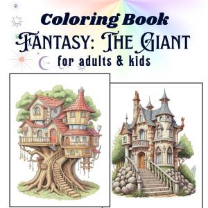 Fantasy Giant Treehouses & Castles Adult Coloring Book Buku Mewarna Dewasa Magical Forest Fantasy