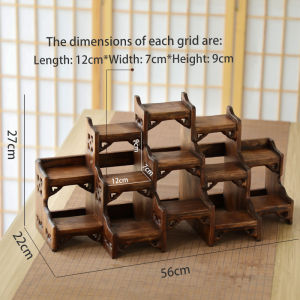 Solid Wood Desktop Small Bogu Rack Teapot Teacup Display Rack Tea Set Rack Plant Display Rack Hand-made Display Rack Ladder Shelf