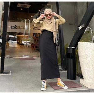 ROK SPAN HITAM PANJANG SCUBA WANITA KEKINIAN / MAXI PENSIL SKRIT TERMURAH/ ROK PANJANG WANITA / ROK SEKOLAH / ROK KOREA STYLE FASHION