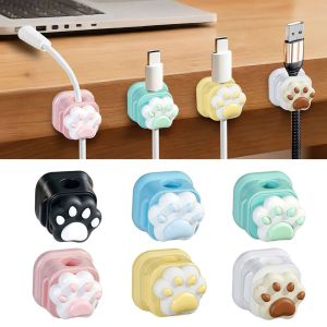 DECORATE X 5pcs Self-adhesive Desktop Cable Organizer 3D Cat Claw ic Cable Holder Multi-functional Cable Clip Buckle