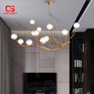 Đèn Chùm Cành Cây Nghệ Thuật Bóng Tròn Trang Trí Trần Nhà