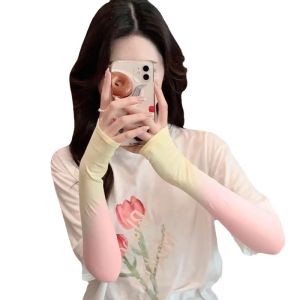 SERENEGLOW Ice Sleeve Female Gradient Color Viscose Fiber Sun-Protection Oversleeves Driving Cycling Arm Sleeves Loose UV Protection Sunscreen Ice Sleeve