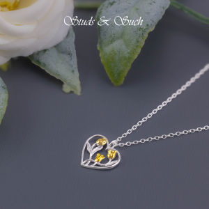 [Studs & Such] 925 Silver Necklace With Two-Toned Tulips Pendant