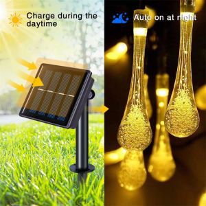 VIVOLILV 🔥BUY 1 TAKE 1🔥Colored Droplets Light 50 LED String Solar Light Waterproof droplets Lamp Outdoor Garden Party Christmas lights LED Raindrop Teardrop Solar Powered String Fairy Lights