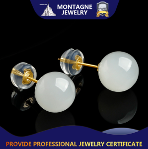 Montagne Jewelry 18k Gold Natural White Jade Earring Elegant earrings of women Free jewellery box Free Shipping Fine Jewellery Gift Earrings