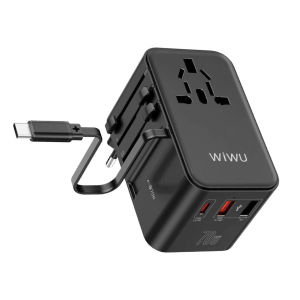 Bộ sạc chuyển đổi du lịch đa năng WiWU Travel Universal UA004 70W GaN Charger kèm cáp sạc