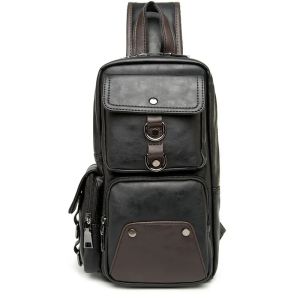 Vintage Luxury Designer Leather Crossbody Bags for Men Messenger Chest Bag Fashion Casual Bag Waterproof PU Single Shoulder Bags