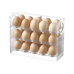 VB45D Food Container Large Capacity 1Pcs Space Saving Multi-layer Egg Holder 30 Egg Cartons Egg Storage Box Refrigerator Organizer Egg Tray Food Containers
