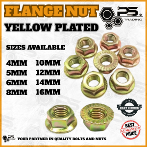 100pcs FLANGE NUT 4mm 5mm 6mm 8mm 10mm 12mm 14mm 16mm | HEXAGONAL FLANGE NUT TETANIZED BH ORDINARY