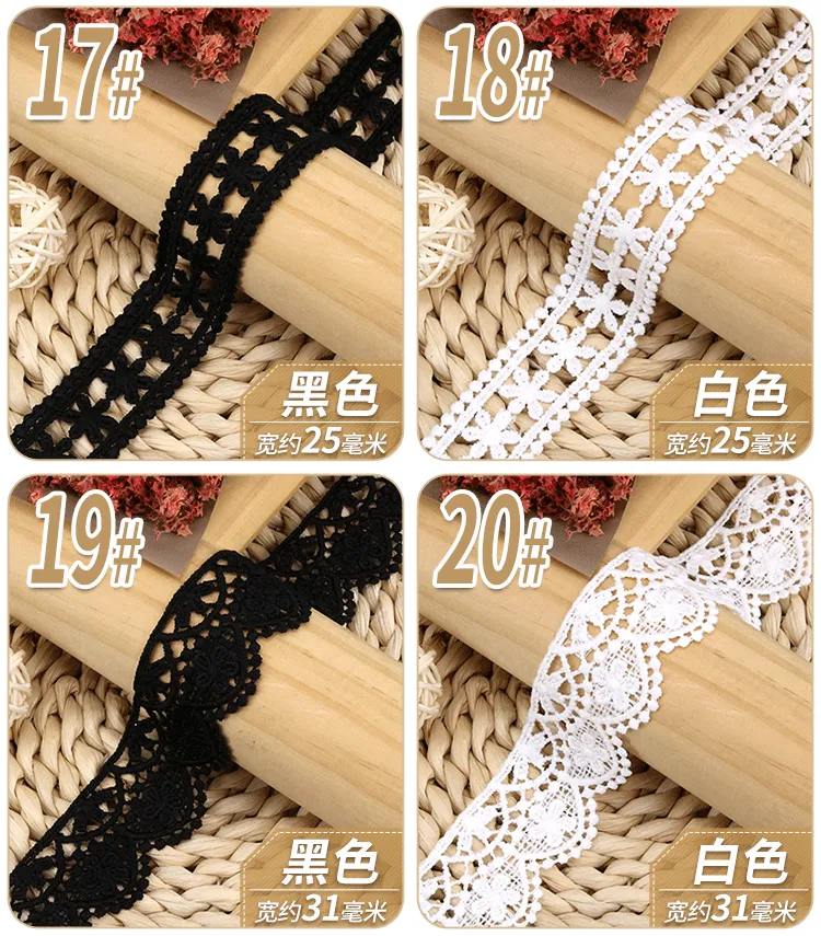 Water Soluble Lace Edge Thin Lace Black Ribbon DIY Clothes Curtain Skirt  Hem Decorative Band Fabric Strip Accessories